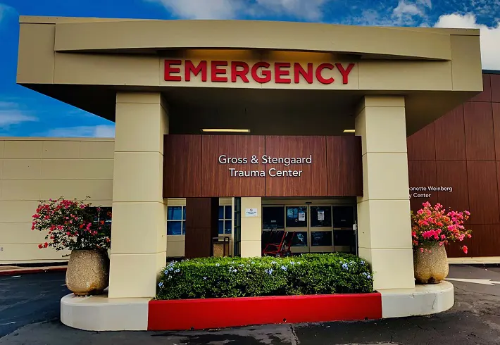 Exterior of the Emergency Department entrance at Wilcox Medical Center.